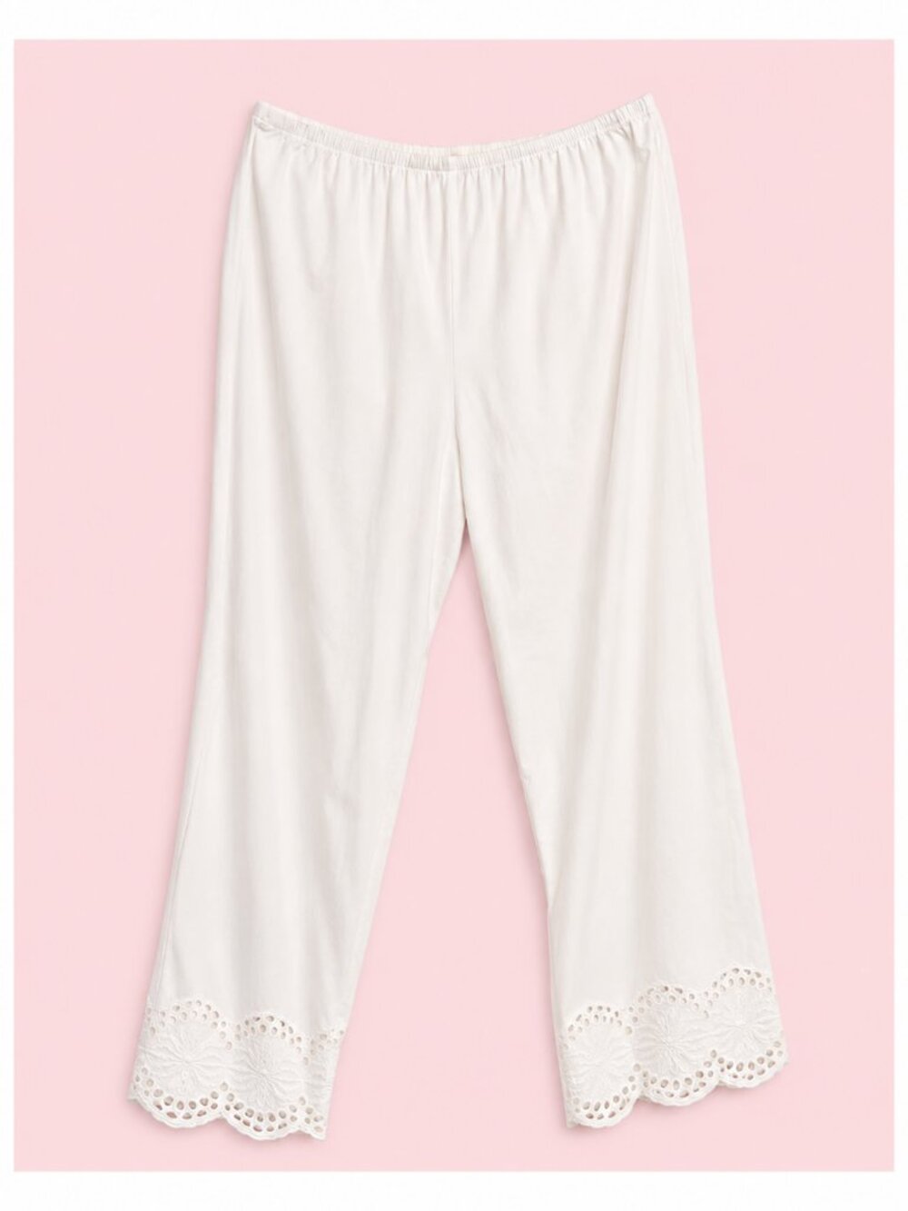 SZ M, Sigrid Olsen Cotton PJ Pants w/ Eyelet, Excellent Condition, White